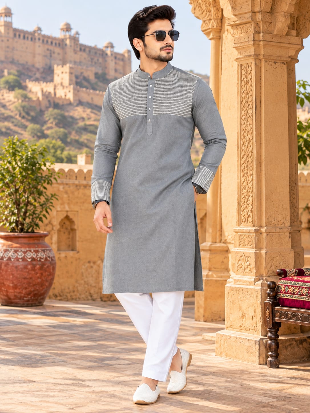 Traditional Grey Men Kurta