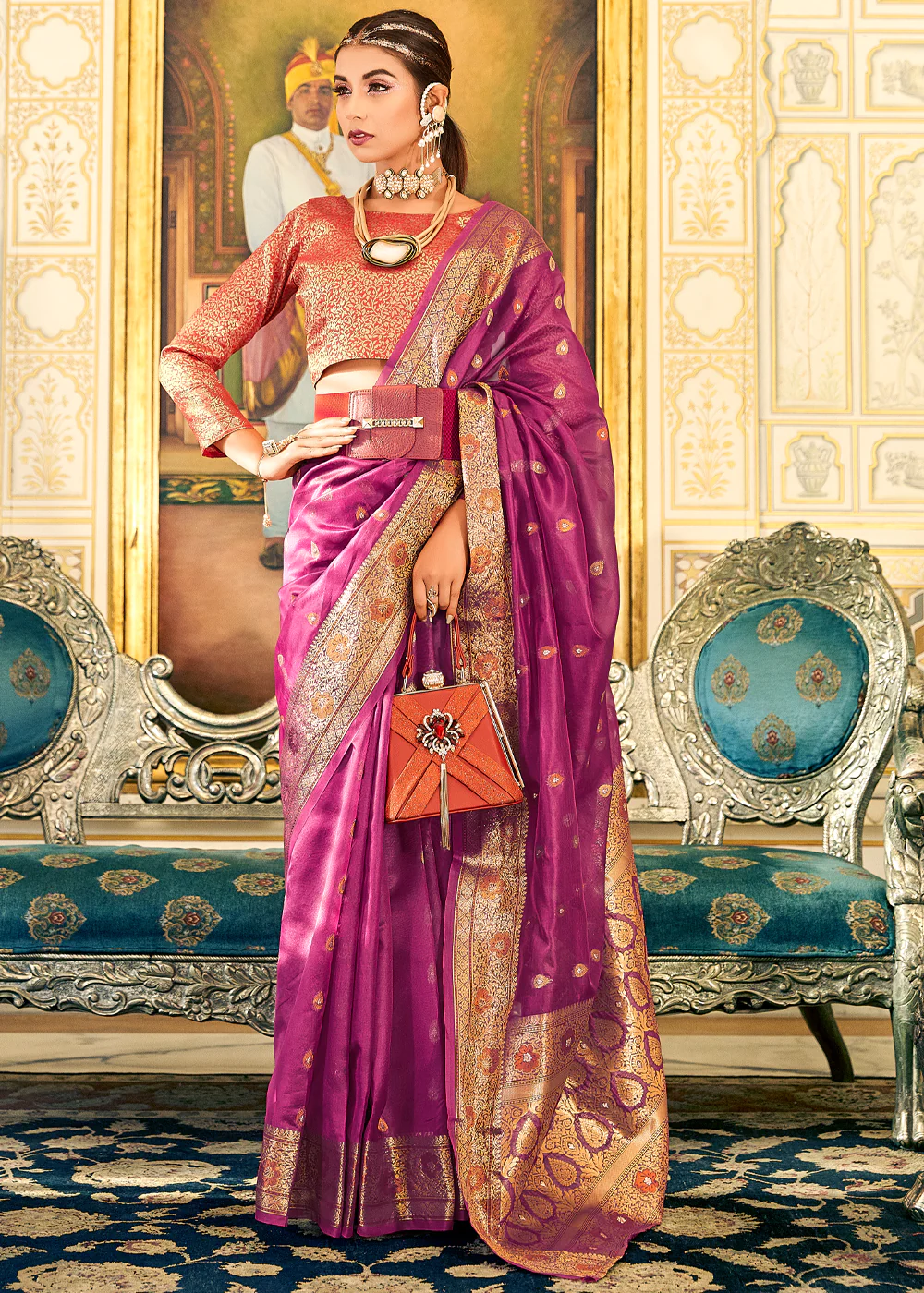 Banarasi Silk Saree With Brocade Blouse