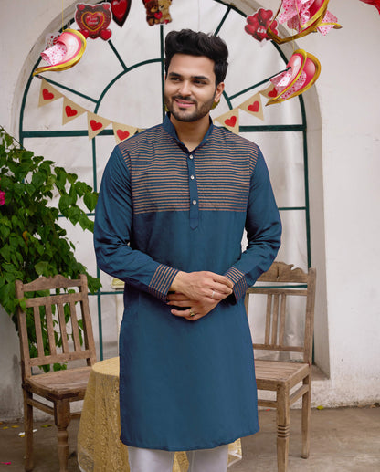 Traditional Rose Blue Men Kurta