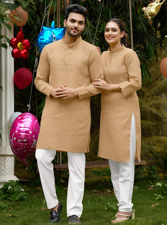 Linen Cotton Kurti and Kurta Couple Combo