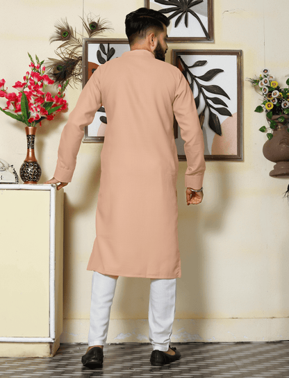Gallant Peach Men Cotton Kurta