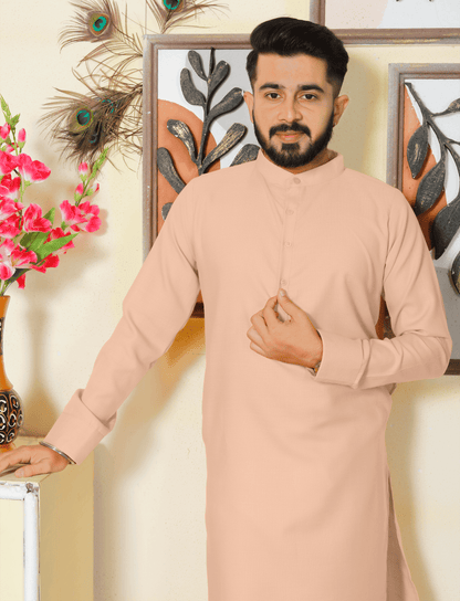 Gallant Peach Men Cotton Kurta
