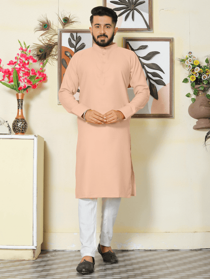 Gallant Peach Men Cotton Kurta