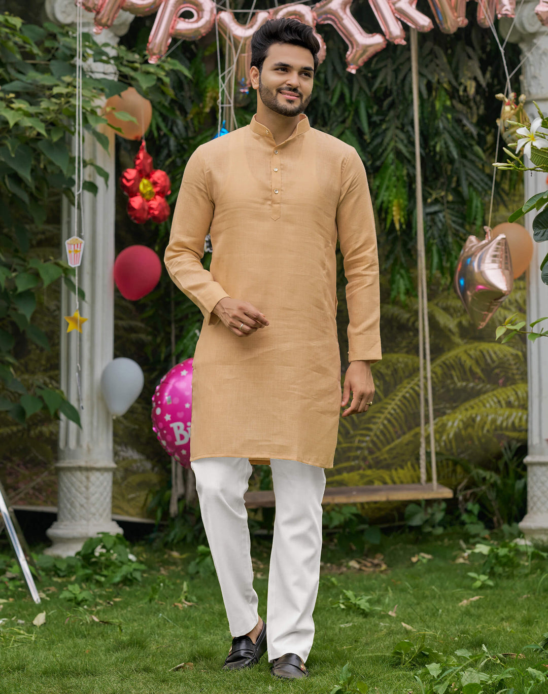 Royal Men Linen Cotton Chiku Kurta pyjama