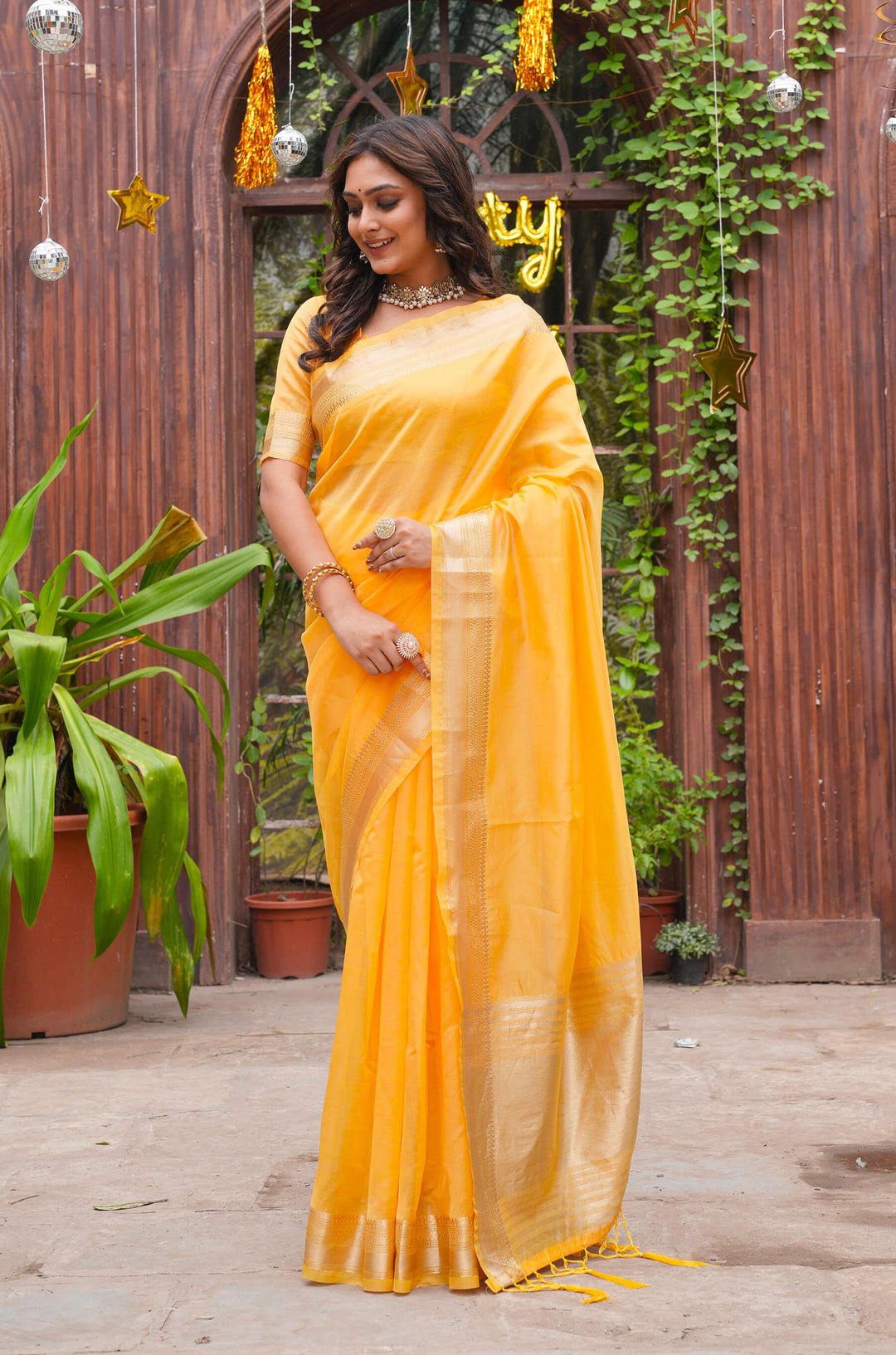 Cutie Couple Matching Dress Orgenza silk Saree & Kurta