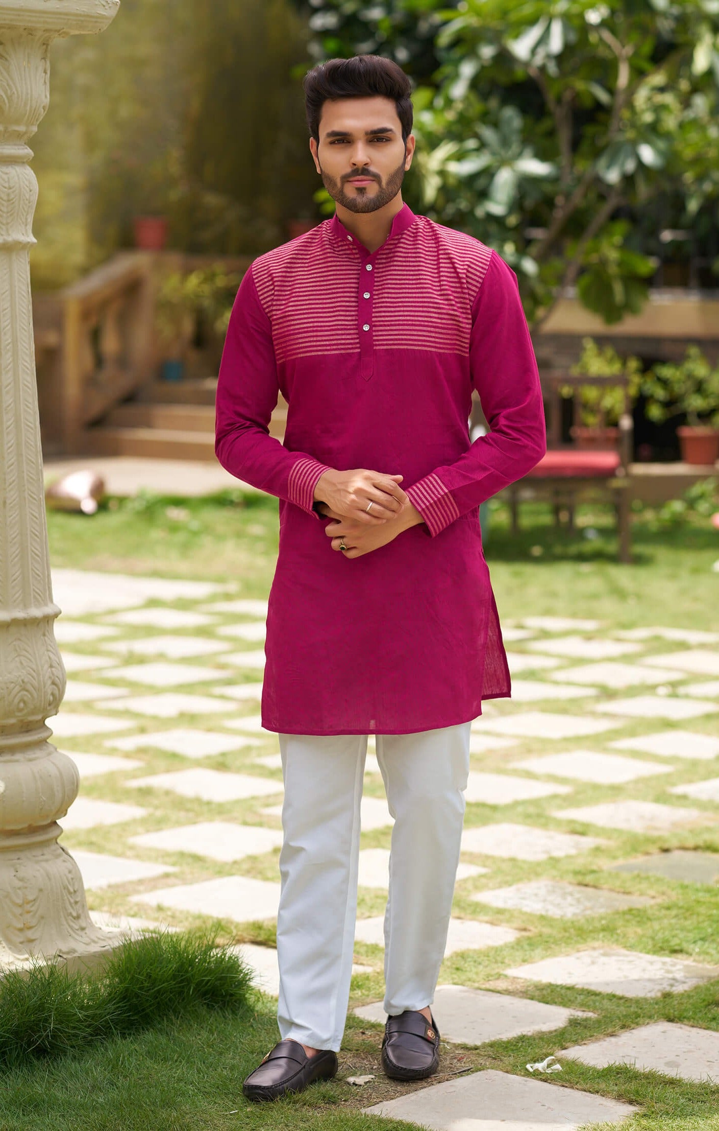 Rose Rani Couple set Matching Dress Silk Saree and Kurta