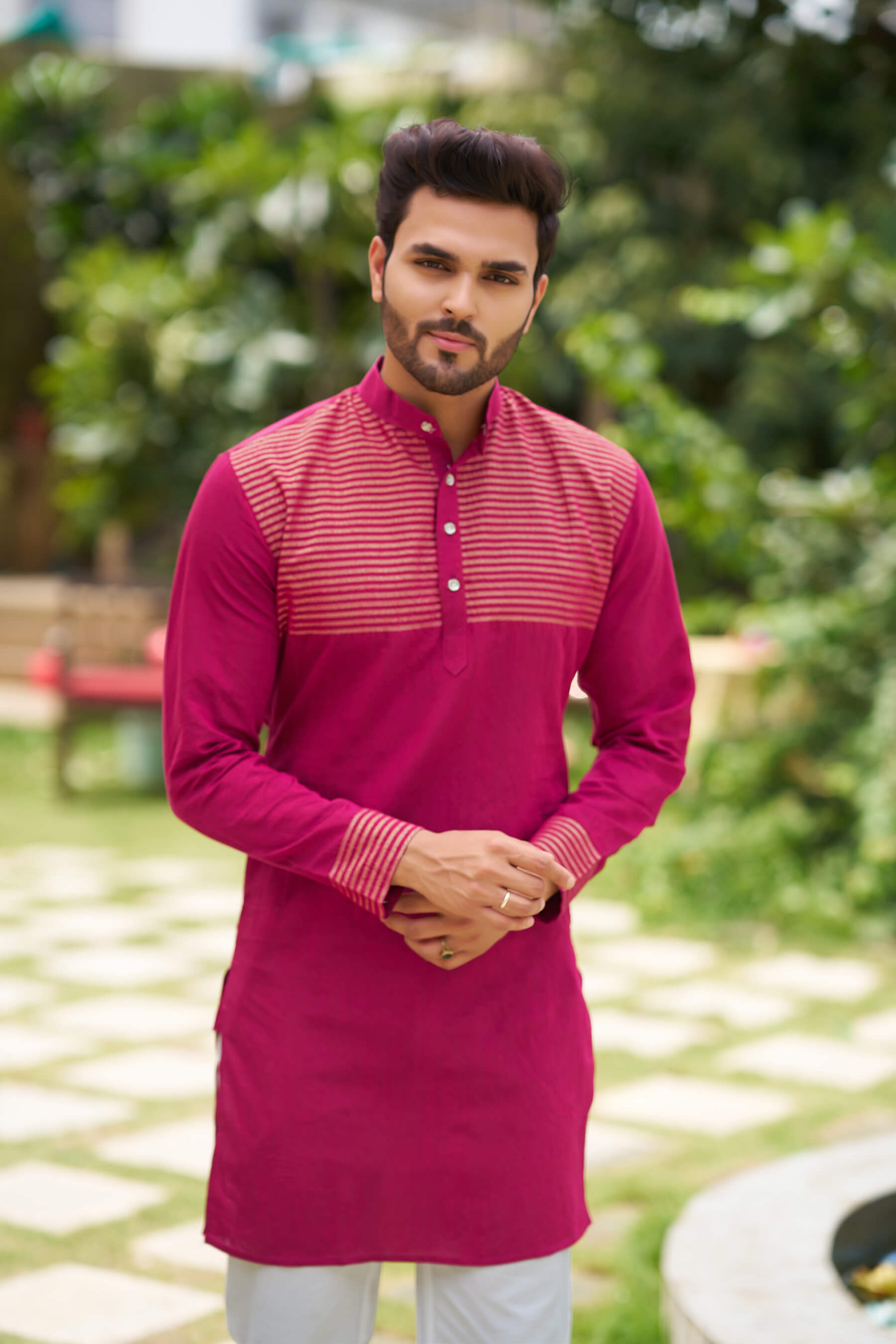Rose Rani Couple set Matching Dress Silk Saree and Kurta