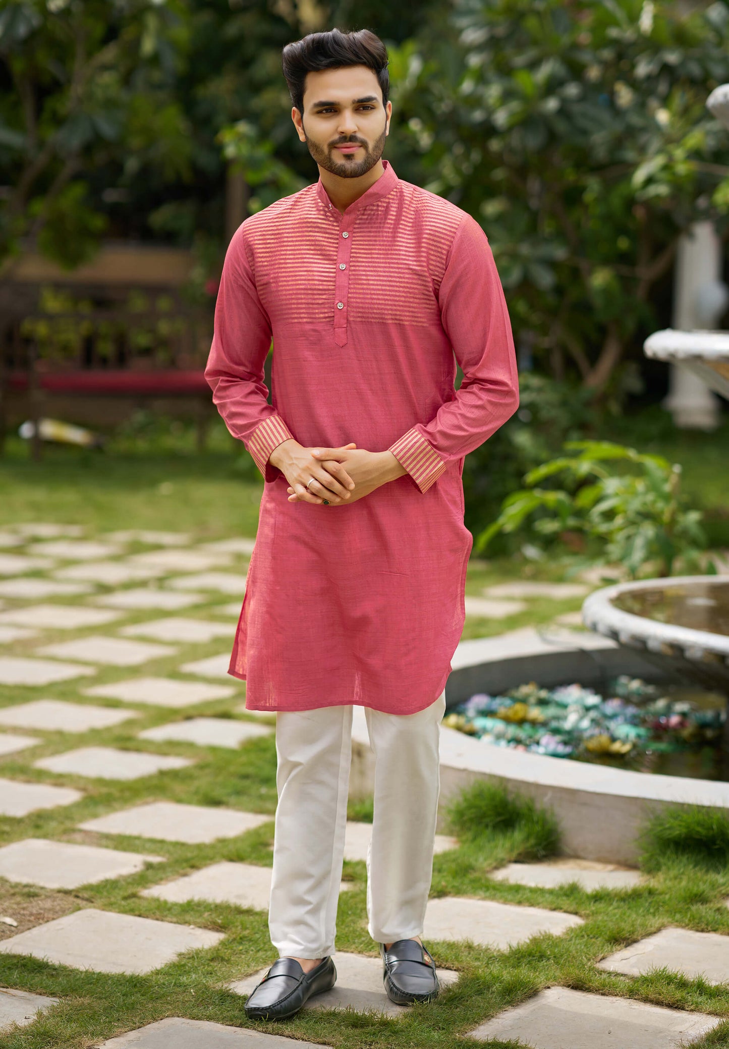 Princy Pink Couple Dress Silk Saree & Kurta