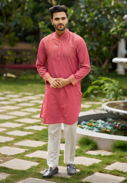 Princy Pink Couple Dress Silk Saree & Kurta