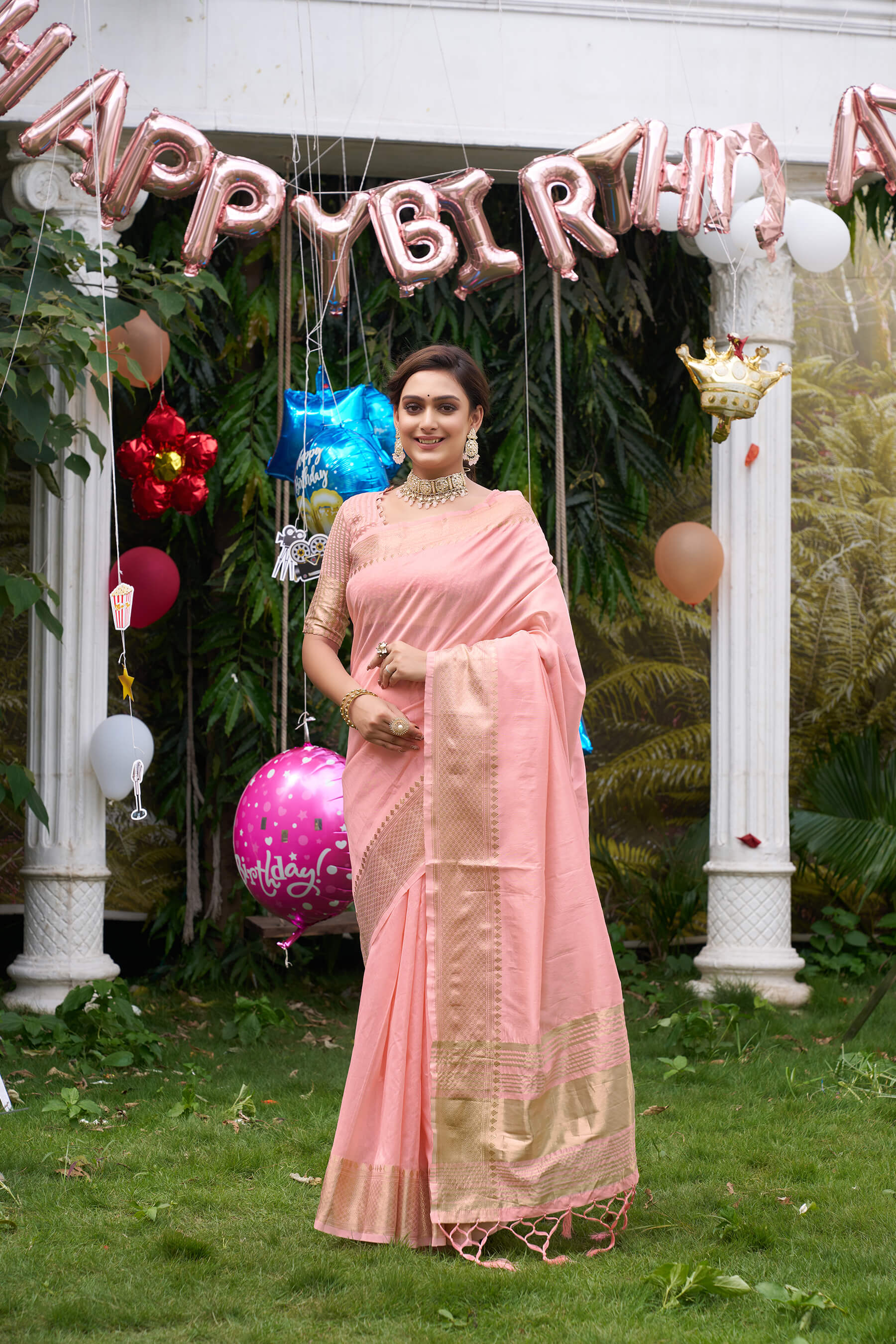 Kiara Pink Couple Dress Silk Saree & Kurta
