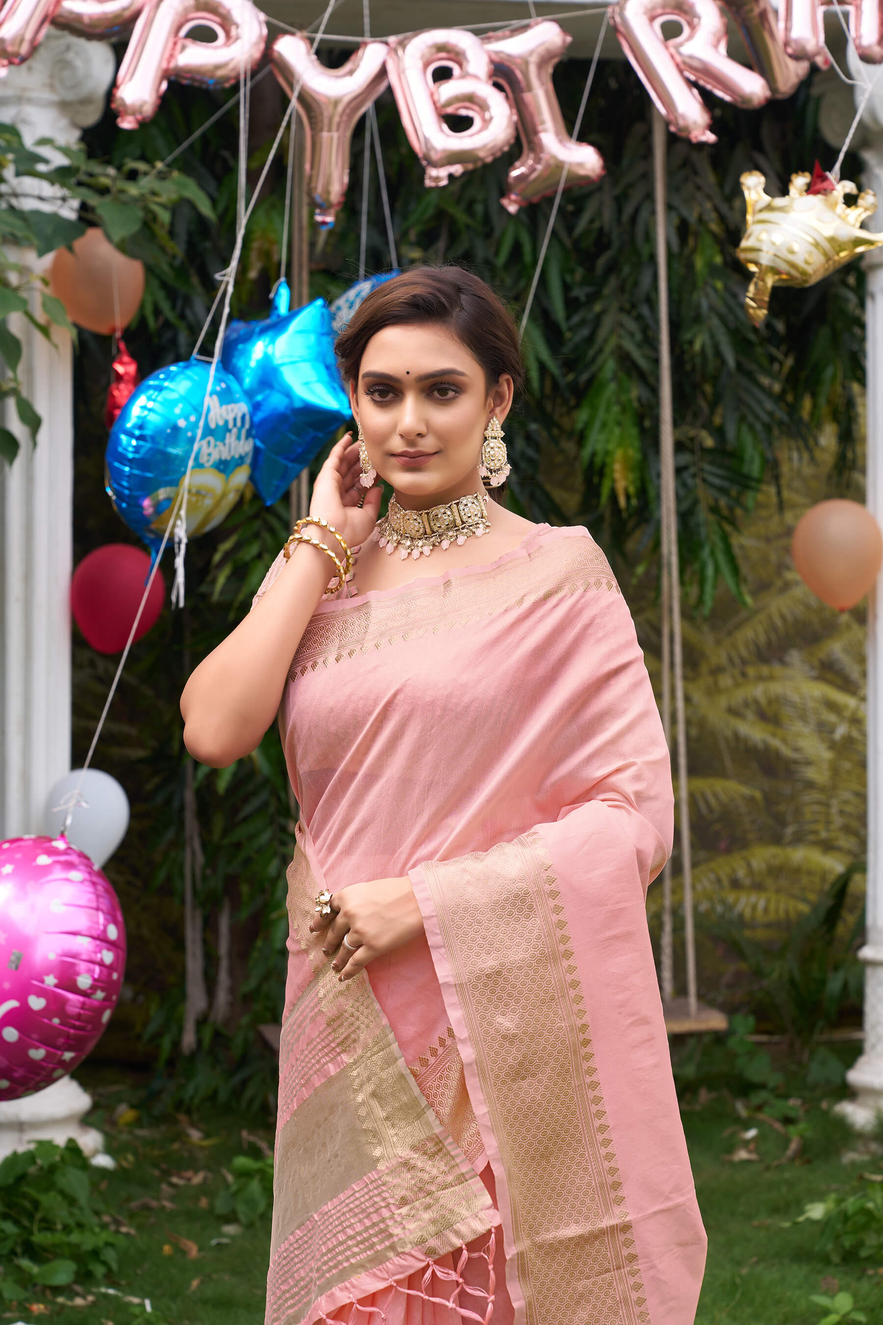 Kiara Pink Couple Dress Silk Saree & Kurta