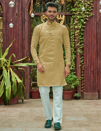 Traditional Bansri Yellow Men Kurta