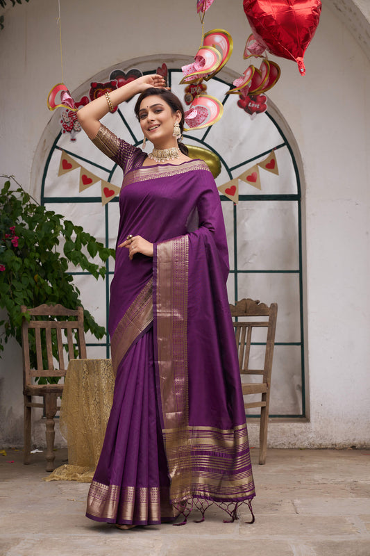 Merlin Wine Silk Saree