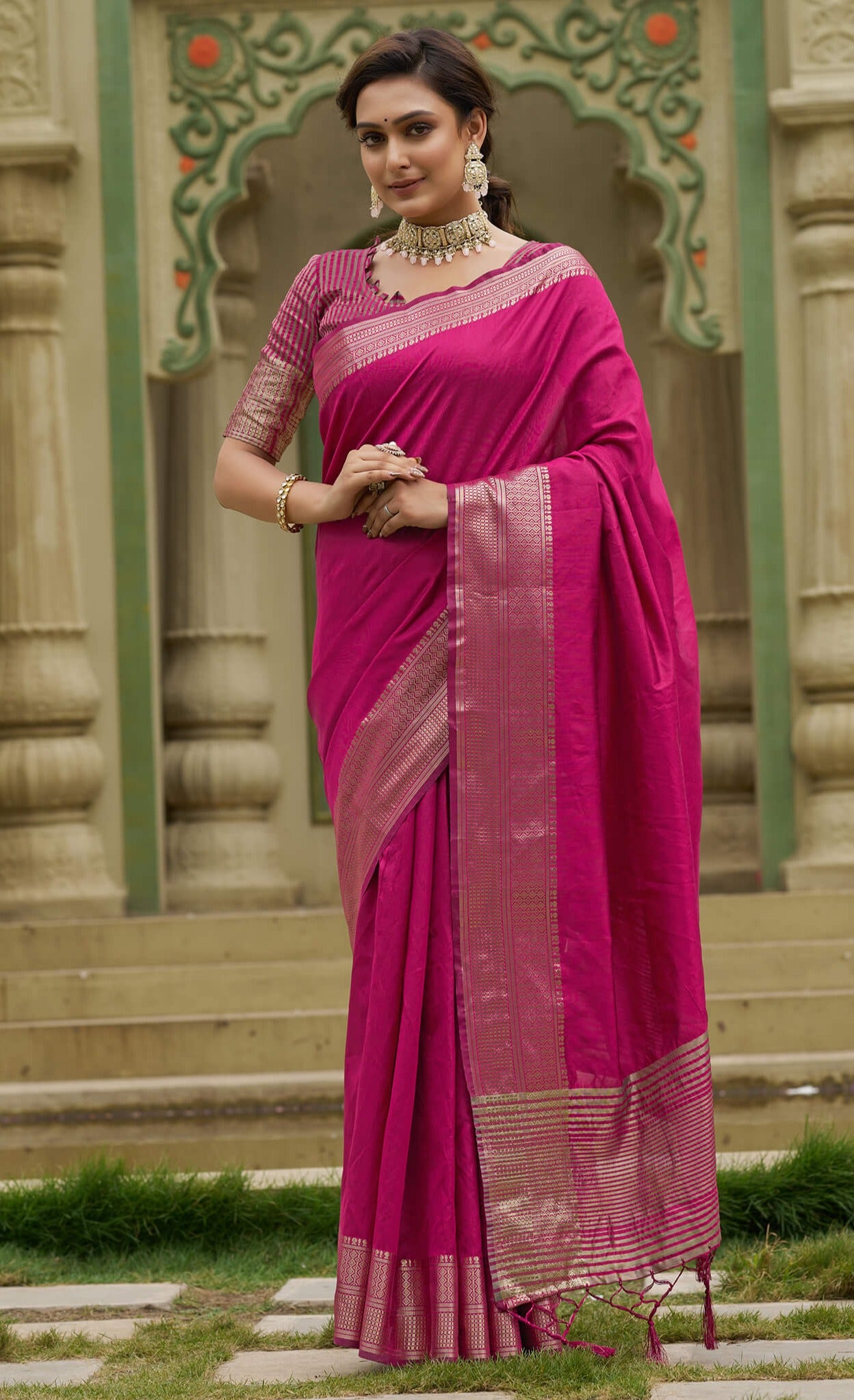 Rose Rani Couple set Matching Dress Silk Saree and Kurta