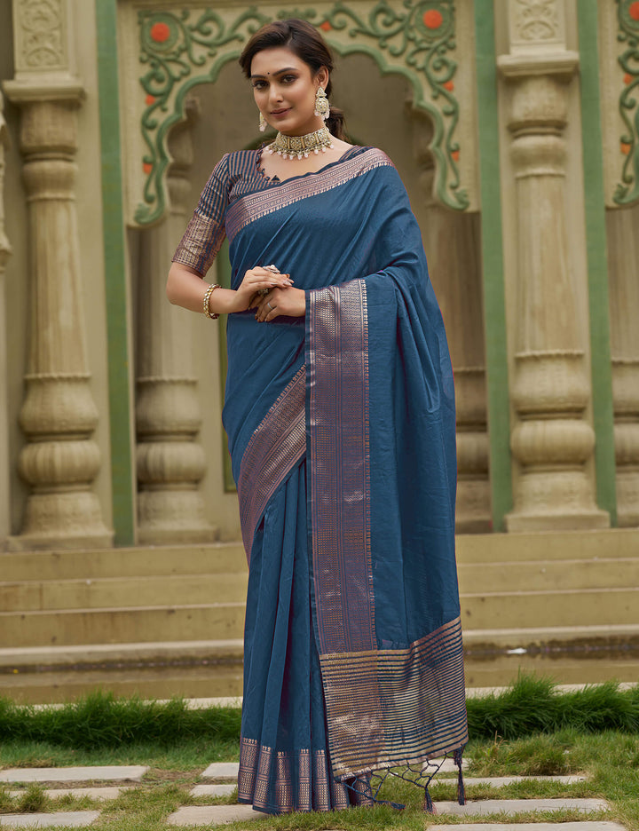 Rose AF Blue Couple set Matching Dress Silk Saree and Kurta