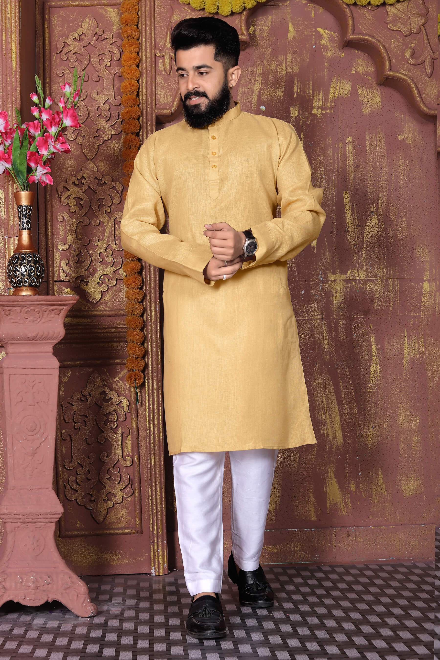 Diamond Chiku Couple Dress Linan Cotton Kurti and Kurta
