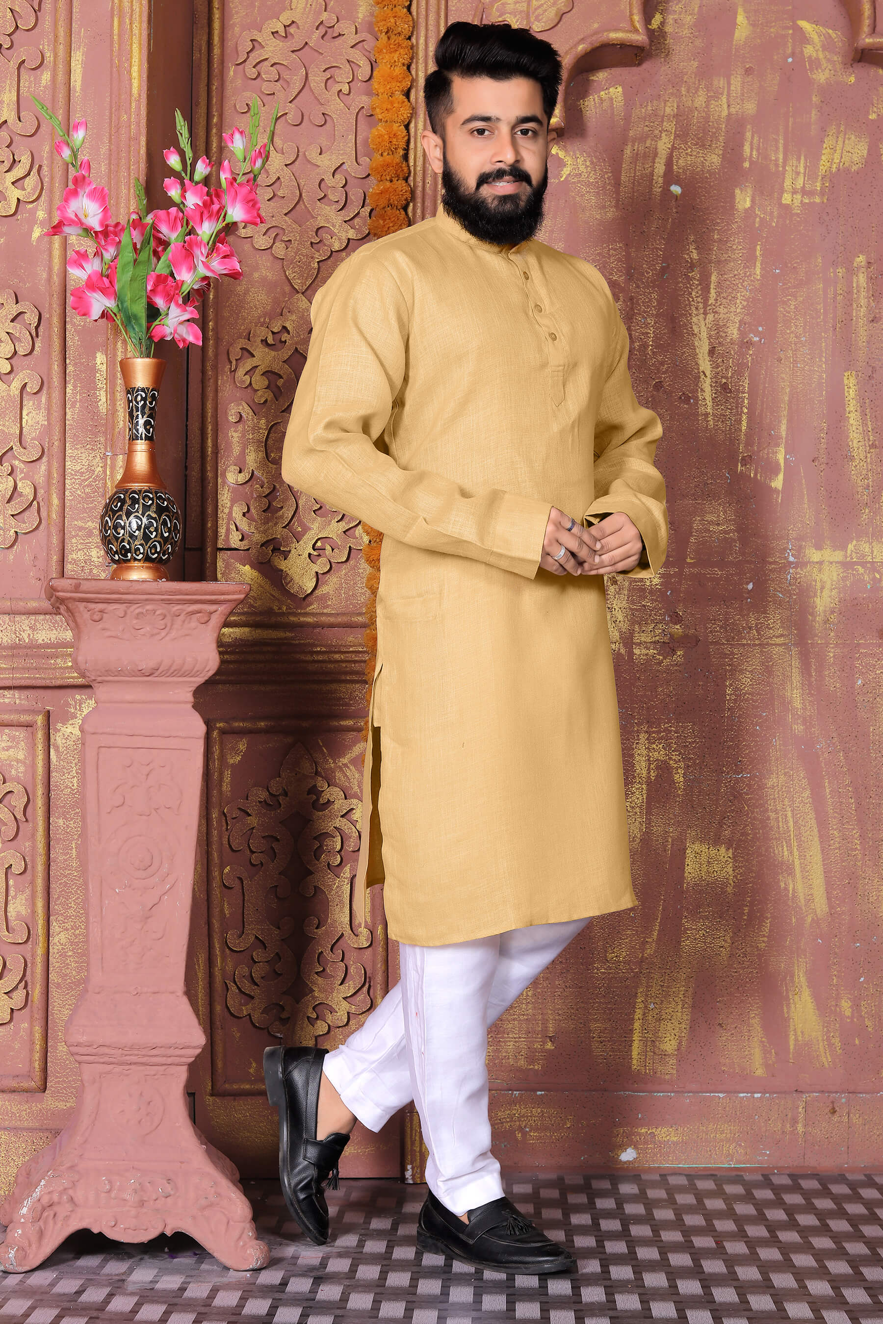 Diamond Chiku Couple Dress Linan Cotton Kurti and Kurta