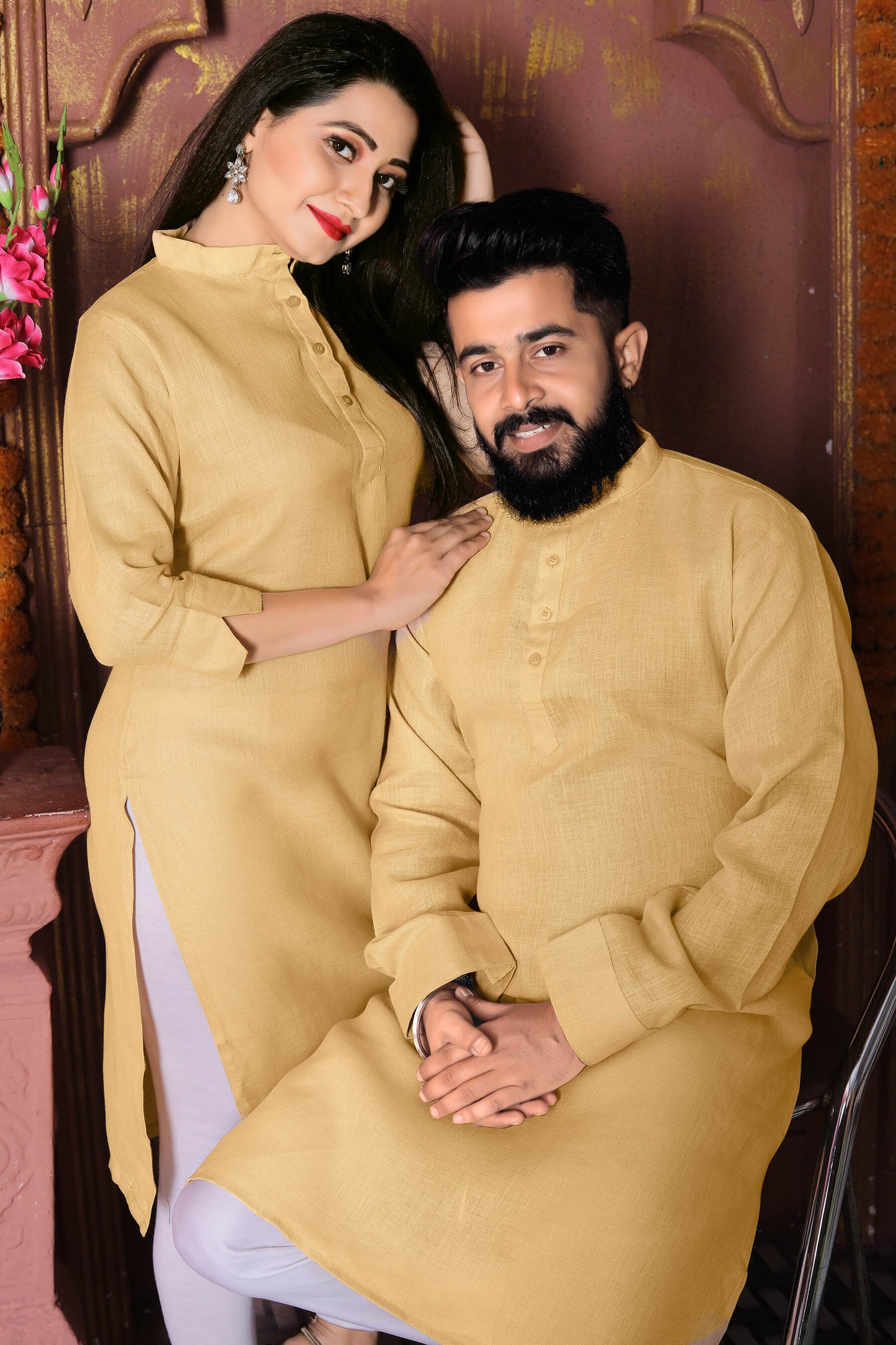 Linen Cotton Kurti and Kurta Couple Combo