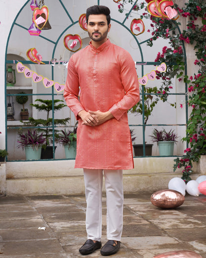 Traditional  Pink Men Kurta