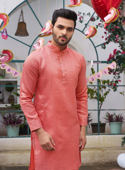 Traditional  Pink Men Kurta