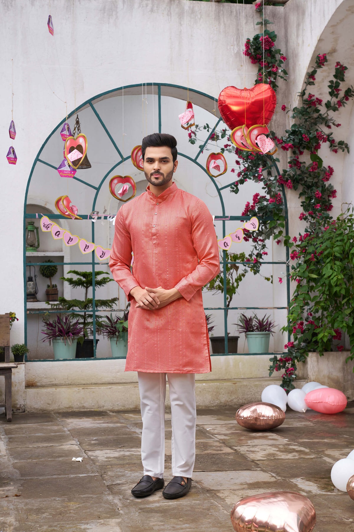 Traditional  Pink Men Kurta