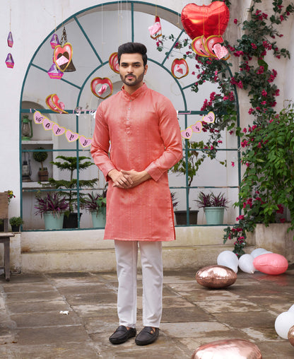 Traditional  Pink Men Kurta