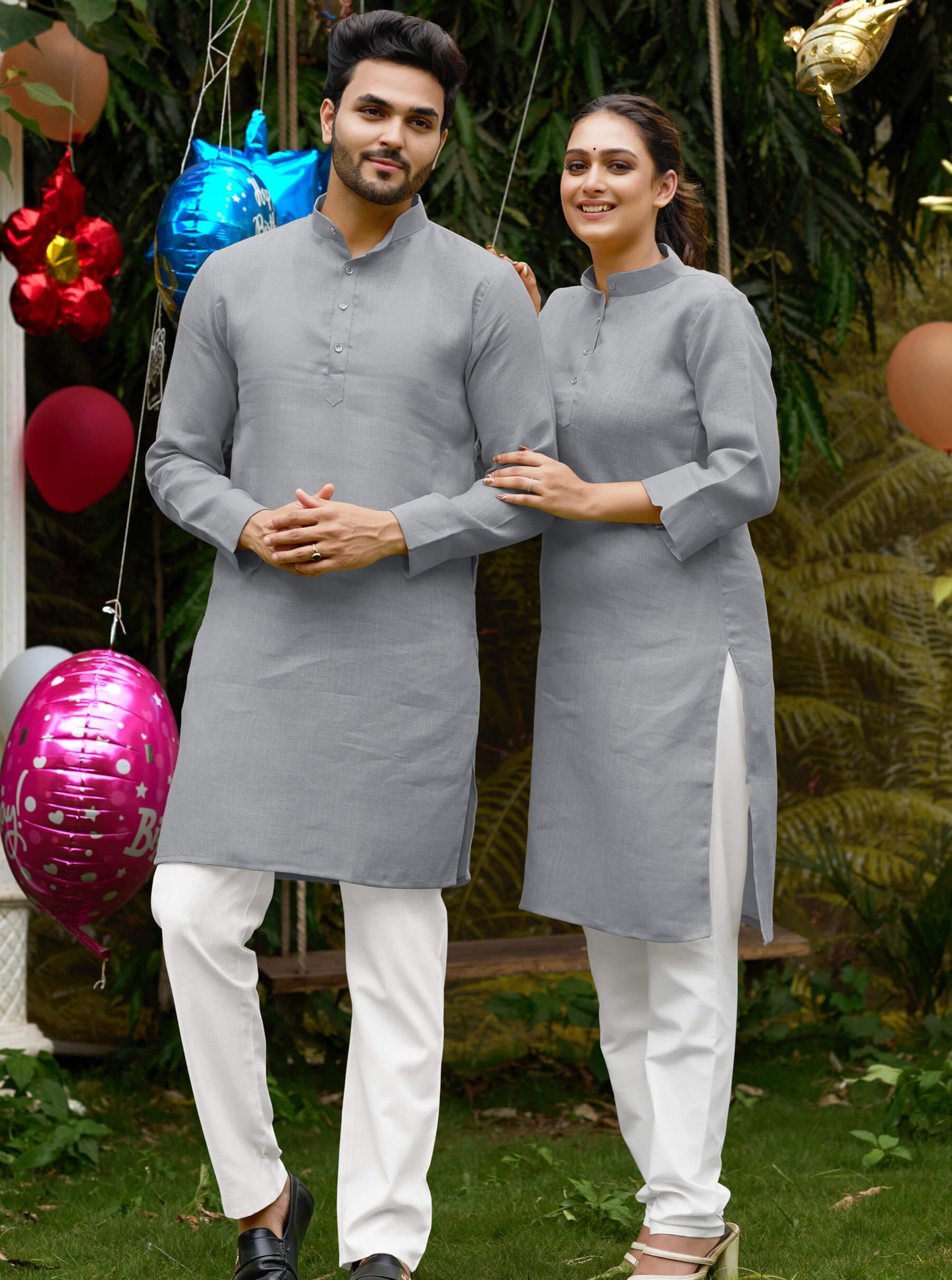 stylish couple banglori silk kurti with pyjama combo