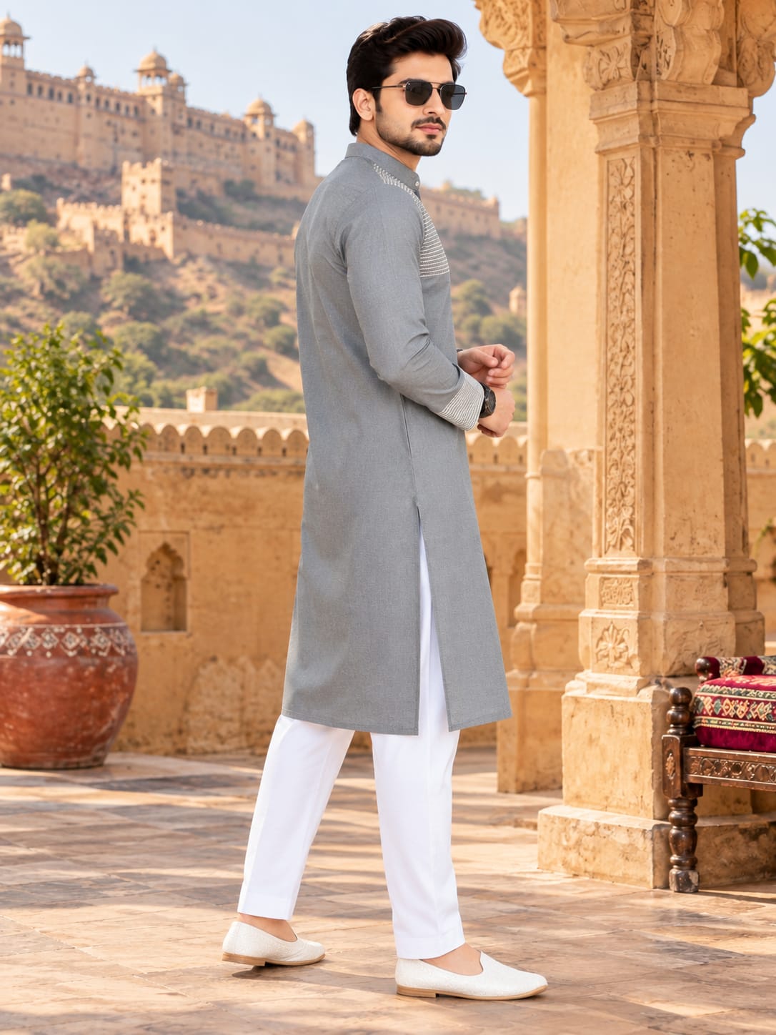 Traditional Grey Men Kurta