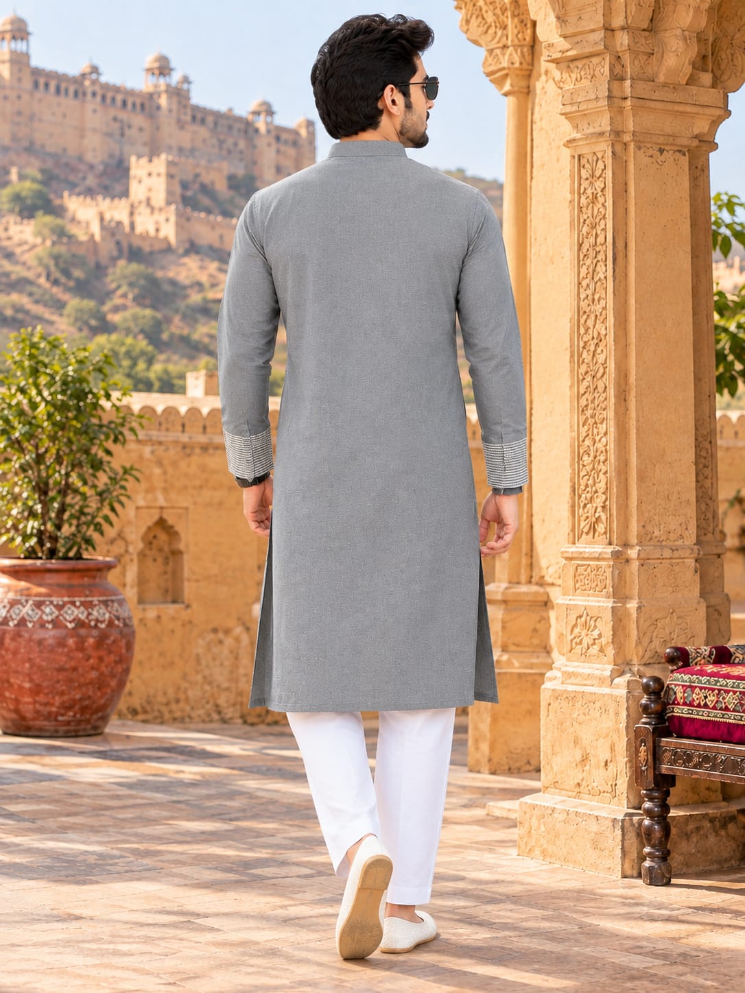 Traditional Grey Men Kurta