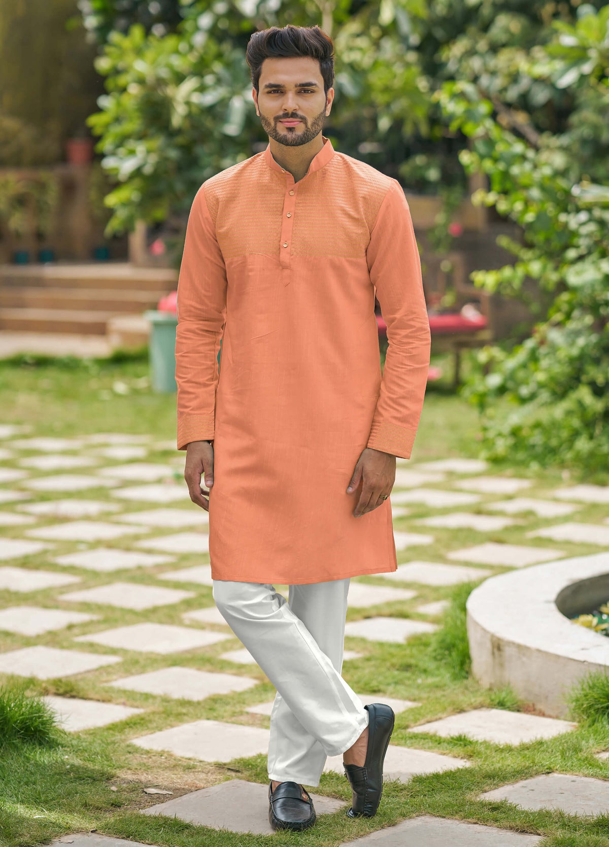 Elegant Peach Men Kurta