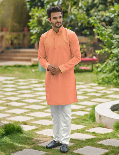Elegant Peach Men Kurta