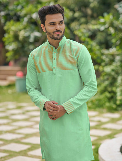 Elegant Men Silk Pista Kurta