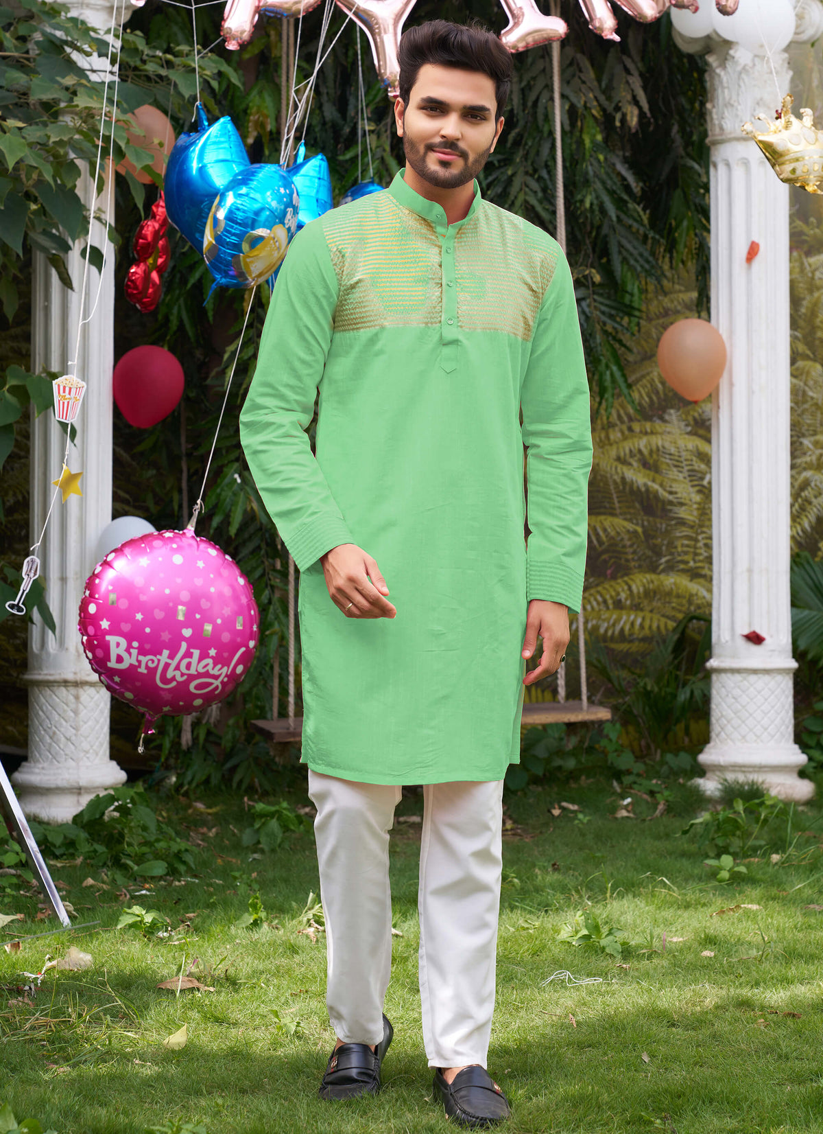Elegant Men Silk Pista Kurta