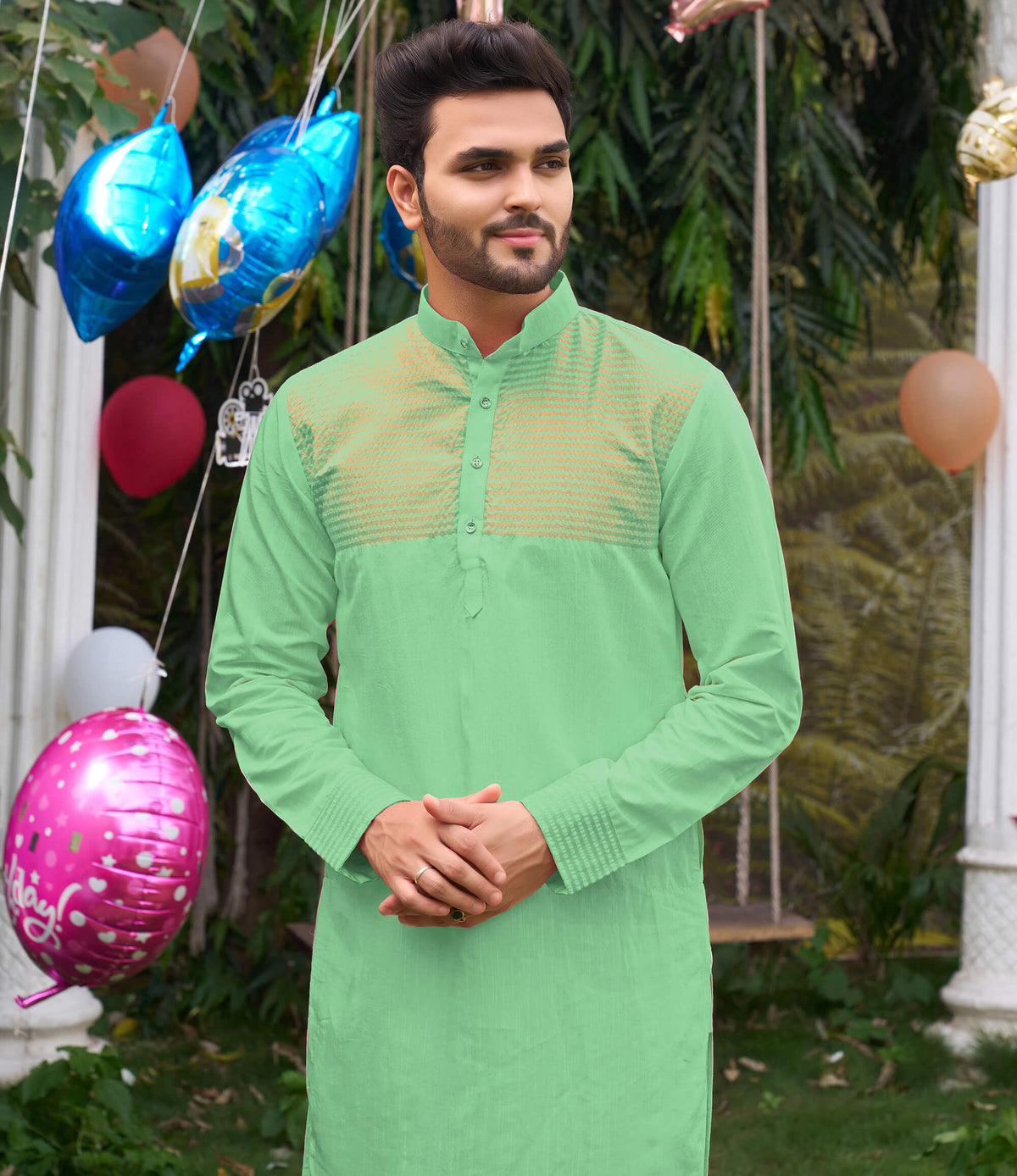 Elegant Men Silk Pista Kurta