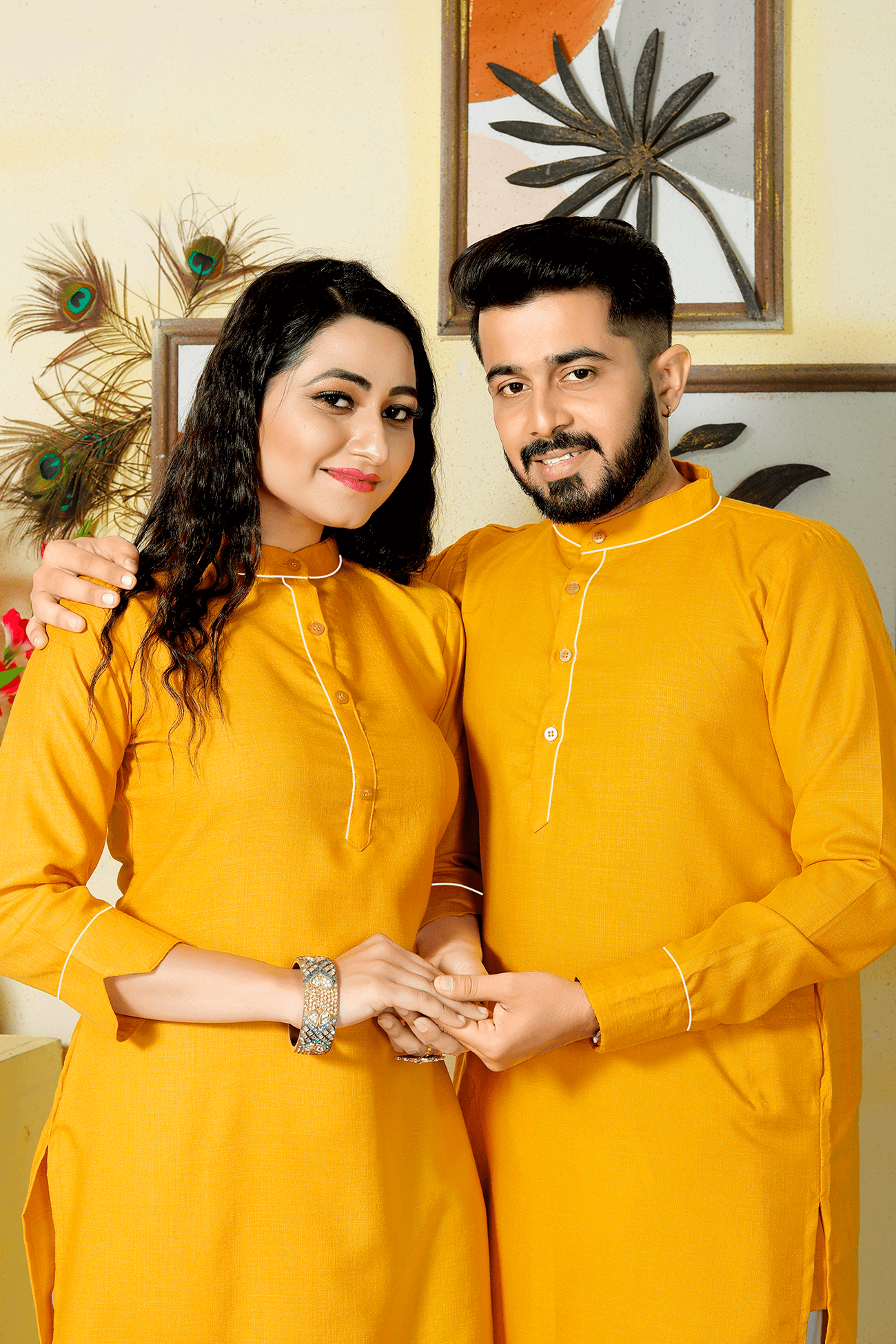 Pummy Haldi Yellow Couple Dress Cotton Kurta and Kurti