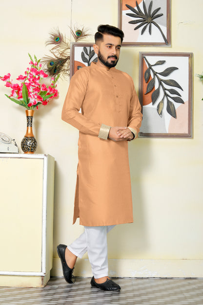 Venila Peach Men Kurta