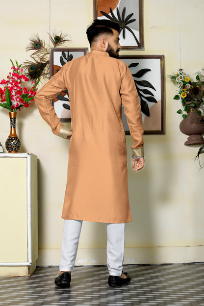 Venila Peach Men Kurta