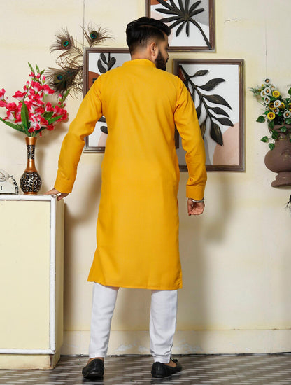 Gallant Haldi Yellow Men Cotton Kurta