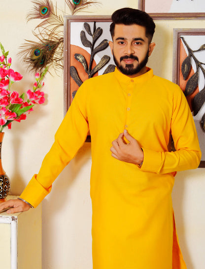 Gallant Haldi Yellow Men Cotton Kurta