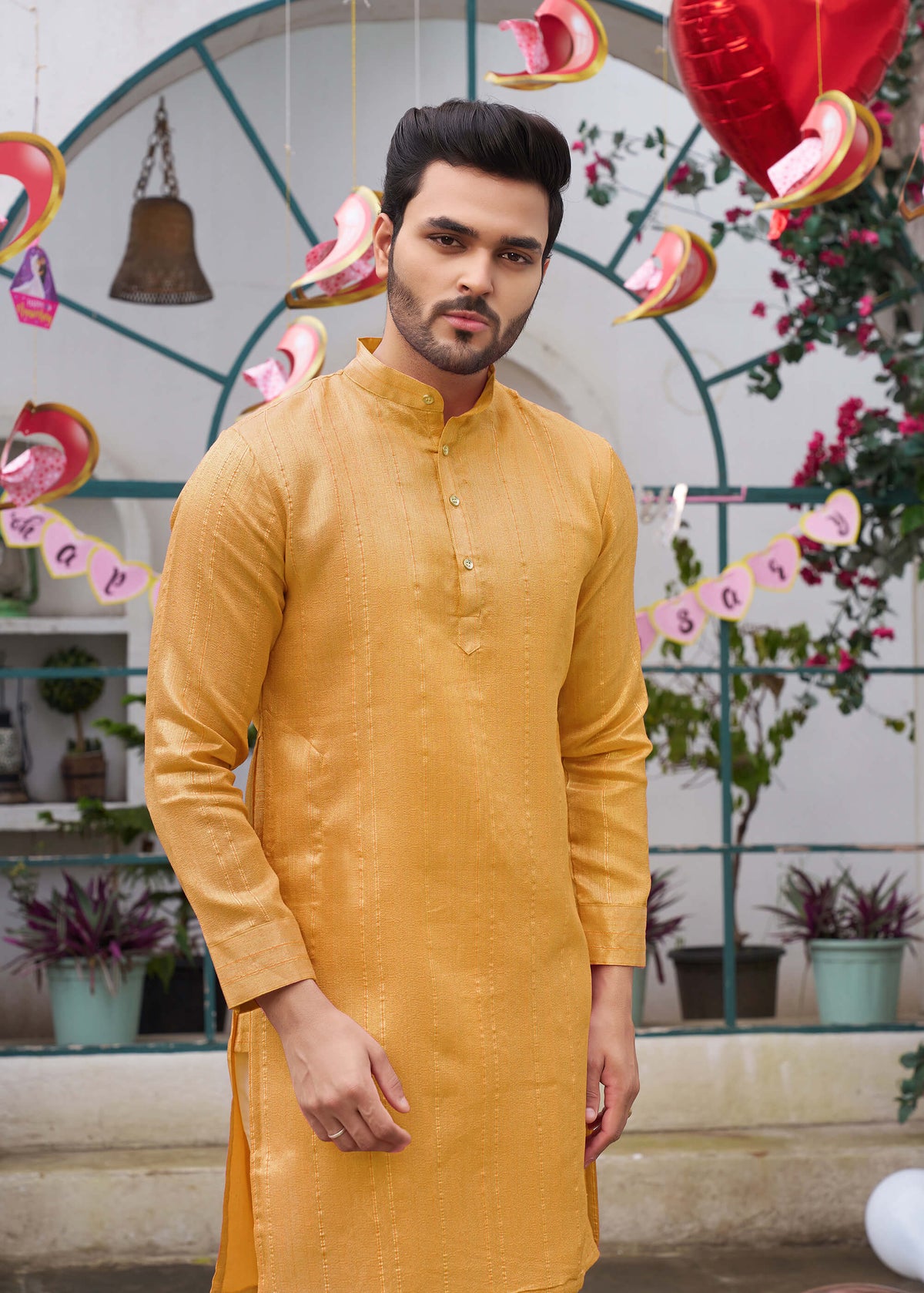 Traditional  Yellow Men Kurta