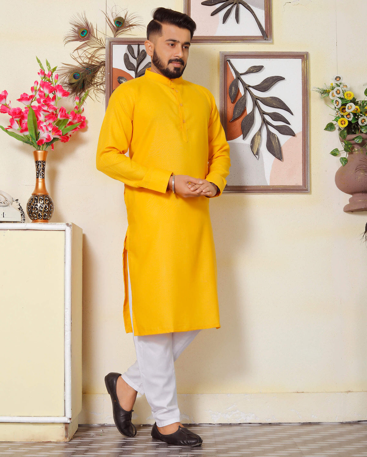 Gallant Haldi Yellow Men Cotton Kurta
