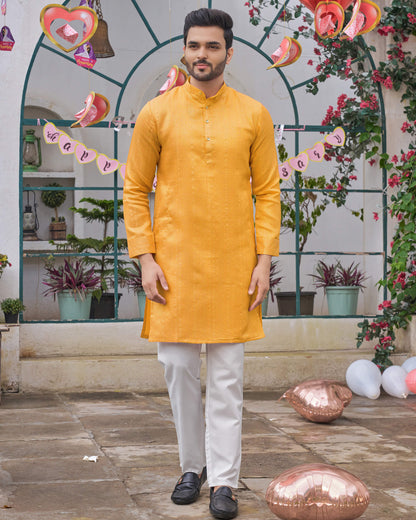 Traditional  Yellow Men Kurta