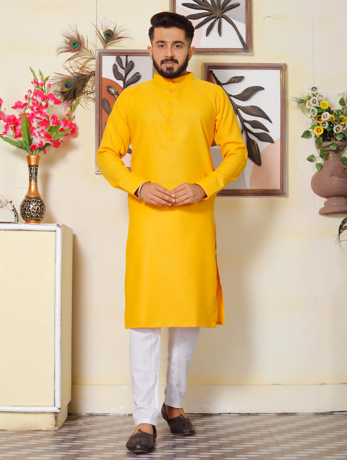 Gallant Haldi Yellow Men Cotton Kurta