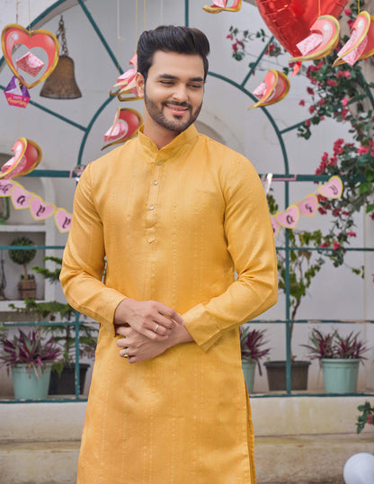Traditional  Yellow Men Kurta