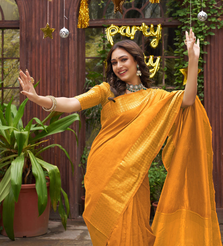 Lovely Yellow Couple Dress Silk Saree & Kurta