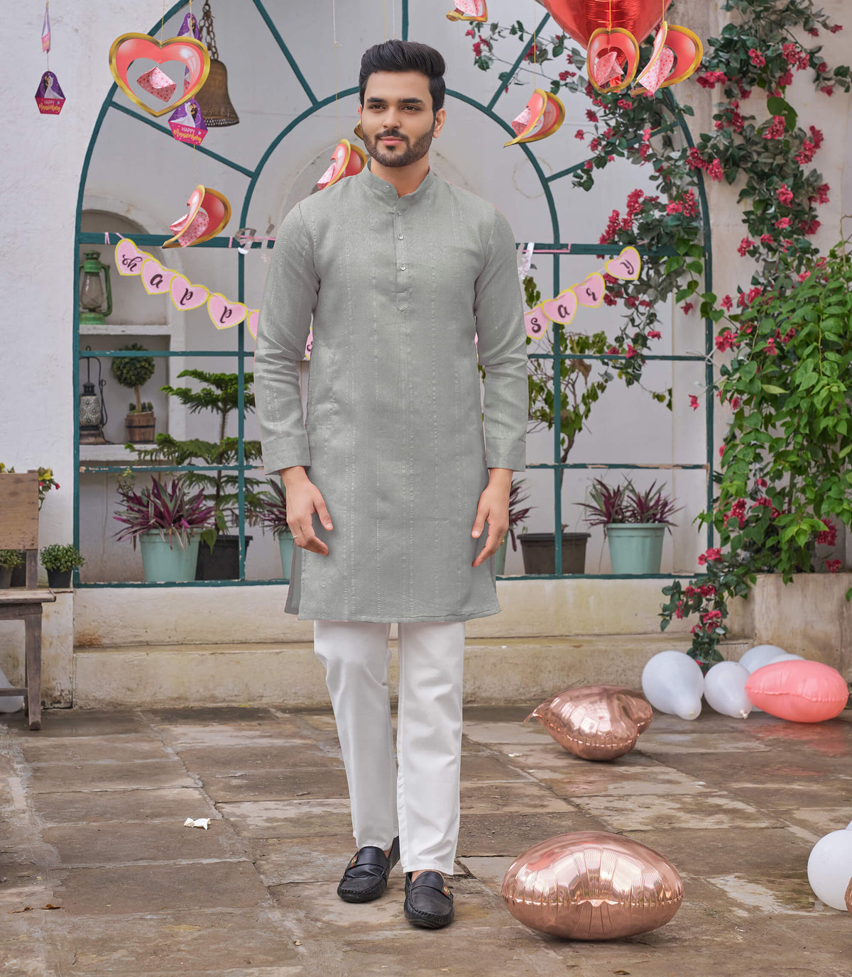 Traditional  Grey Men Kurta