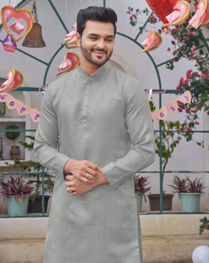 Traditional  Grey Men Kurta