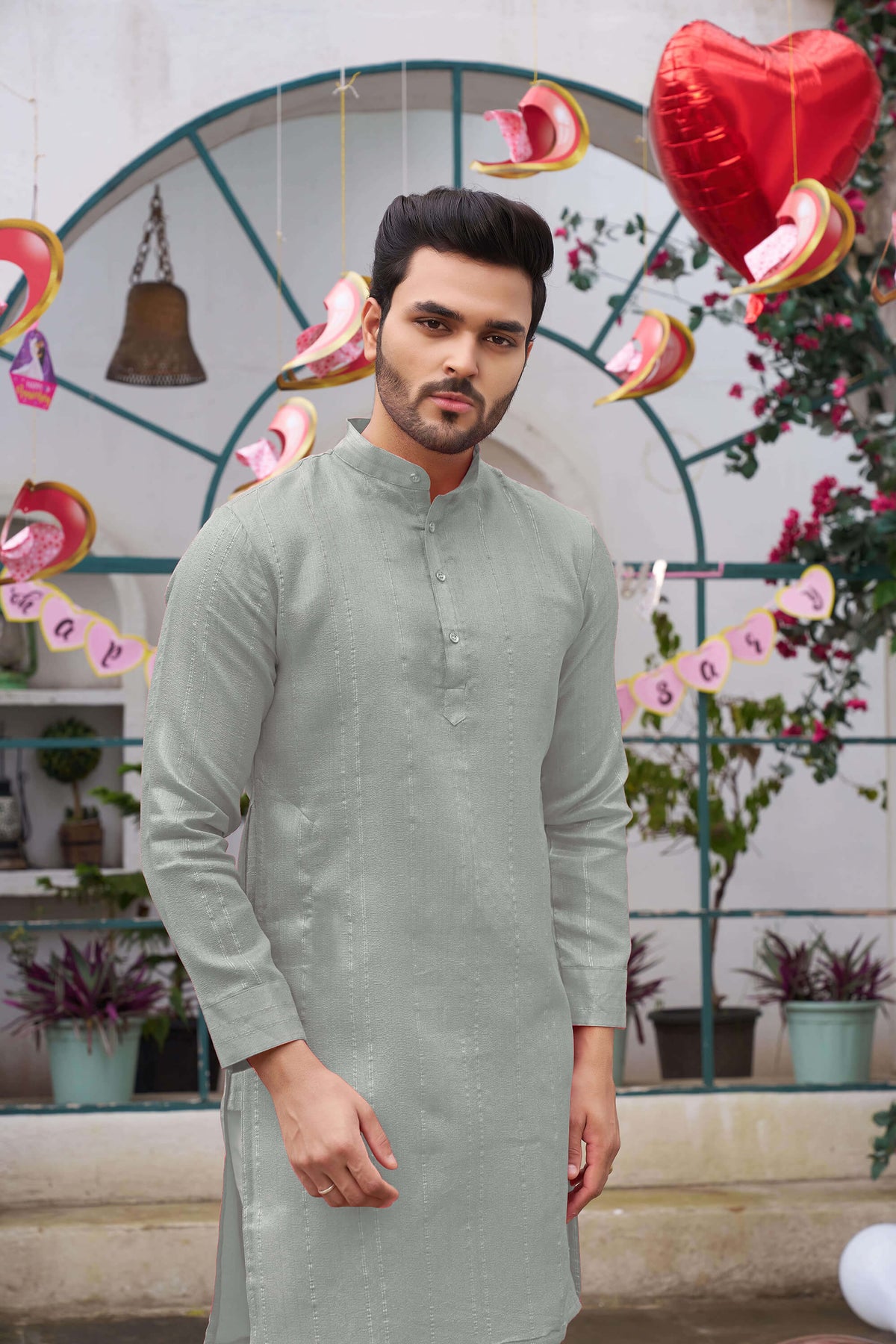 Traditional  Grey Men Kurta