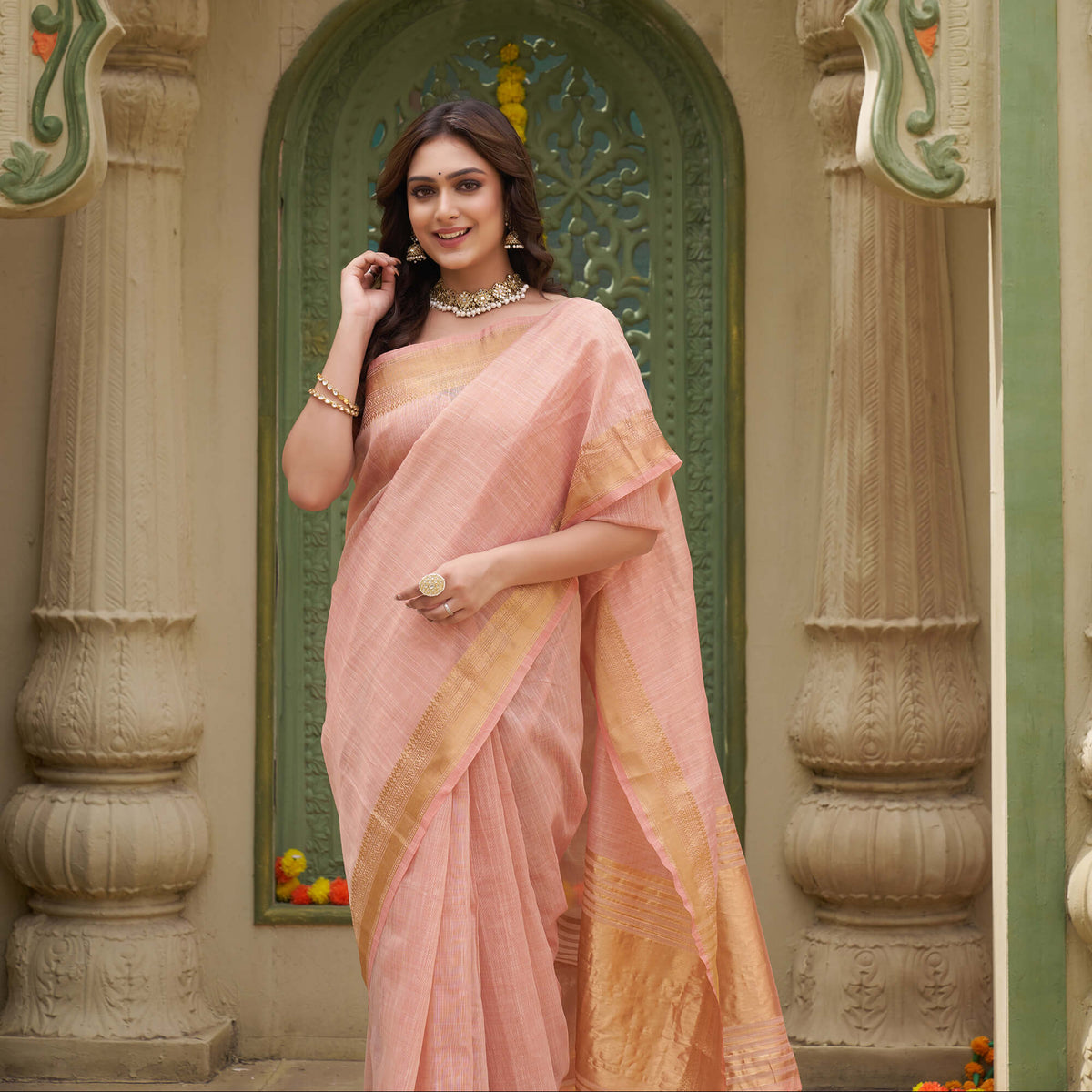 Jenika Pink Silk Saree