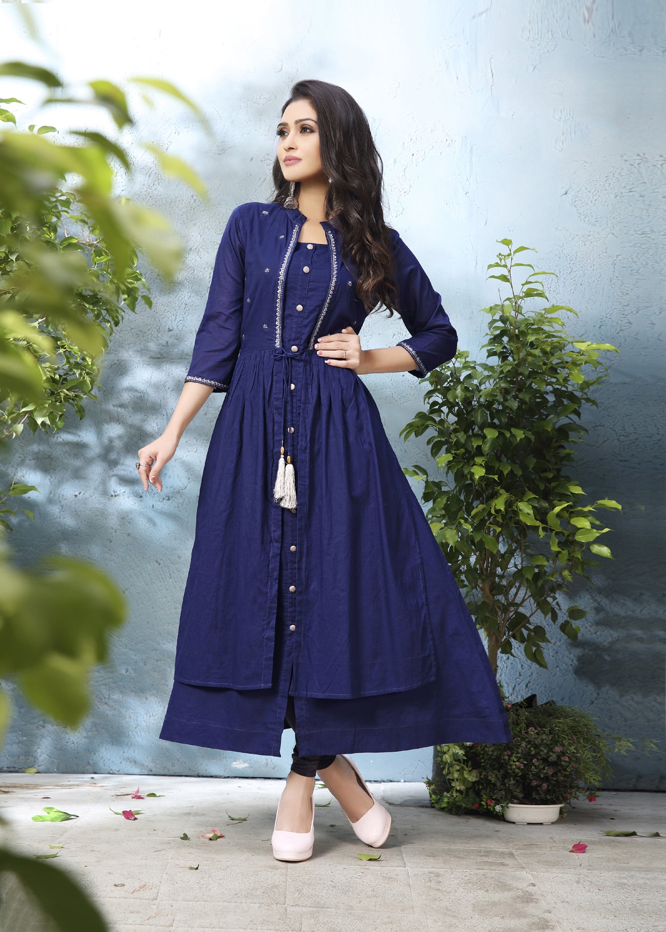 Pleasing Embroidered Velvet Designer Kurti -